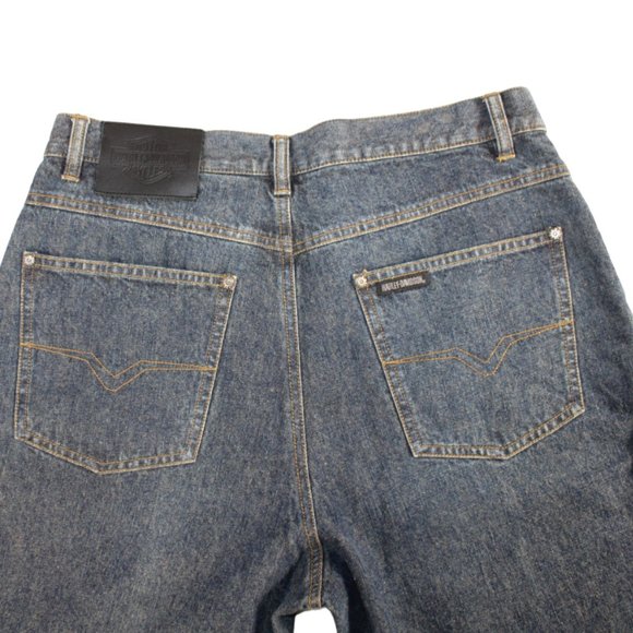 Harley Davidson Classic Blue Wash Logo Studded Boot/Flare Jeans, Size 12 - Picture 8 of 10